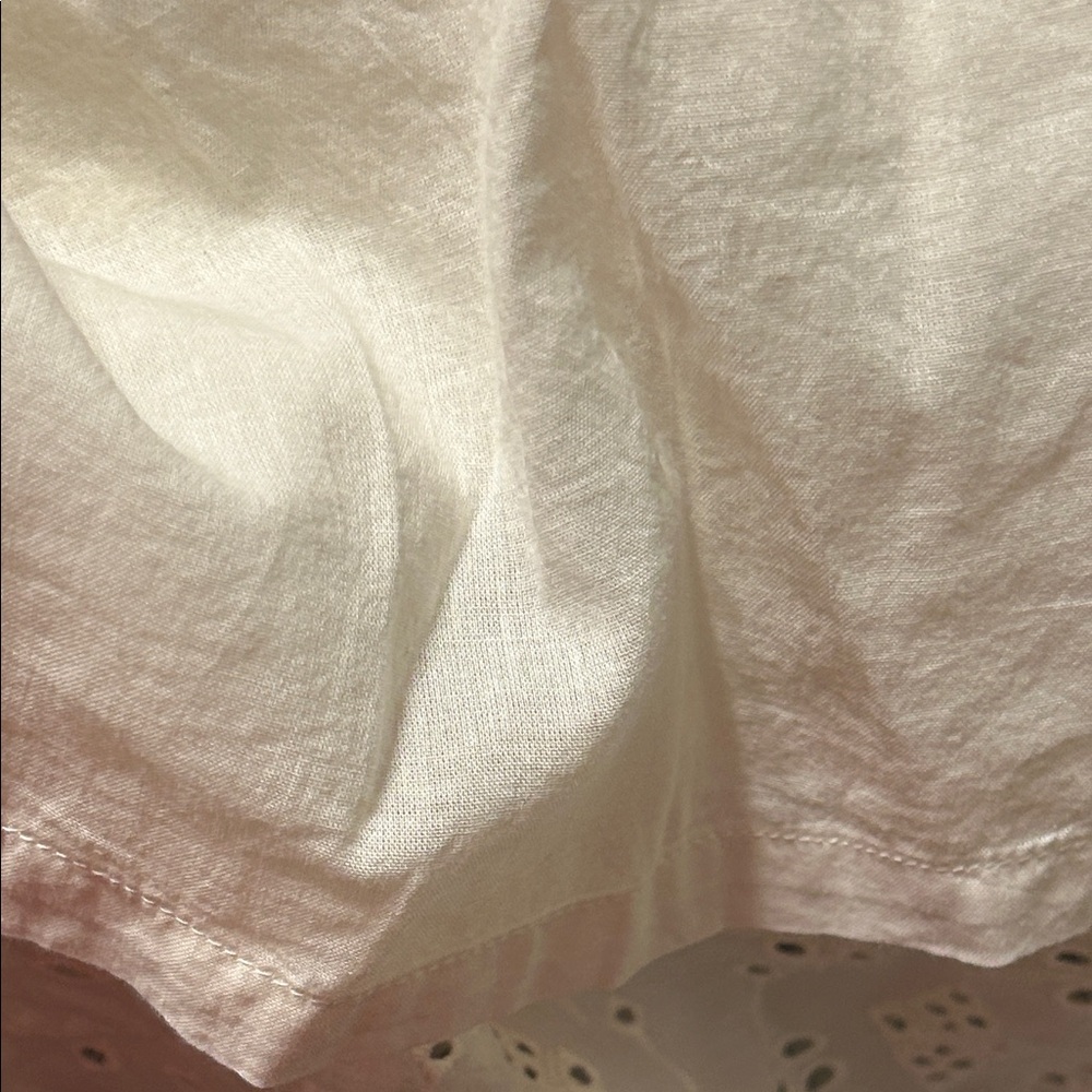 🎒LUCKY BRAND Light Cream Eyelet Midi Dress with Smocked Back size L GUC - Picture 13 of 16